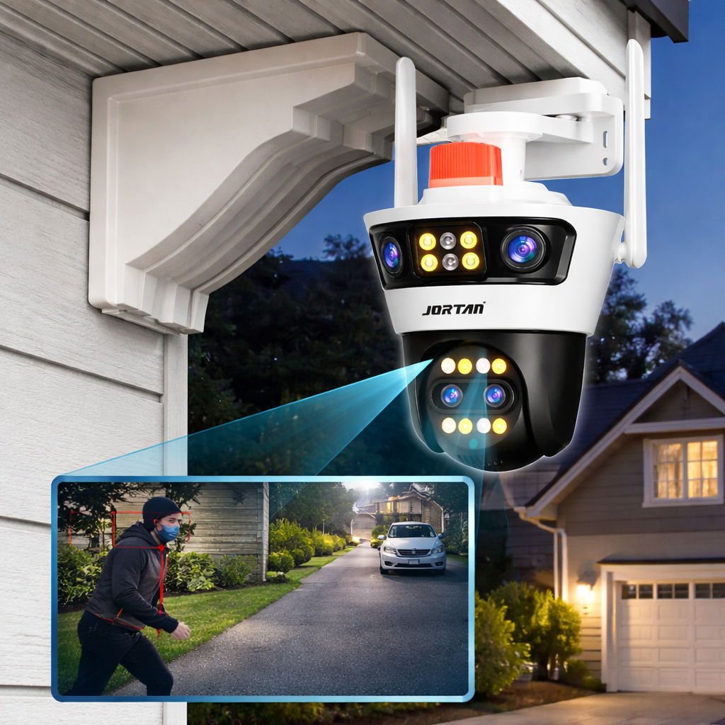 Camera supraveghere WiFi Jortan dubla 12MP PTZ — Control și Siguranță Zi de Zi