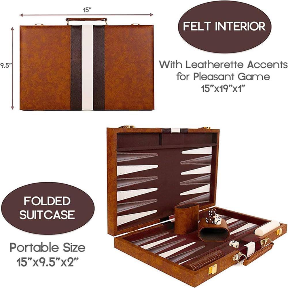 Set de Table Backgammon din piele 40 cm — Mai Mult Confort Oriunde
