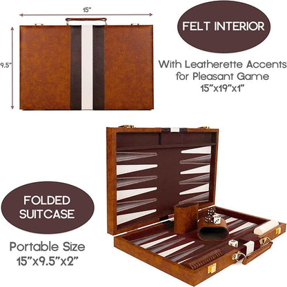 Set de Table Backgammon din piele 40 cm — Mai Mult Confort Oriunde