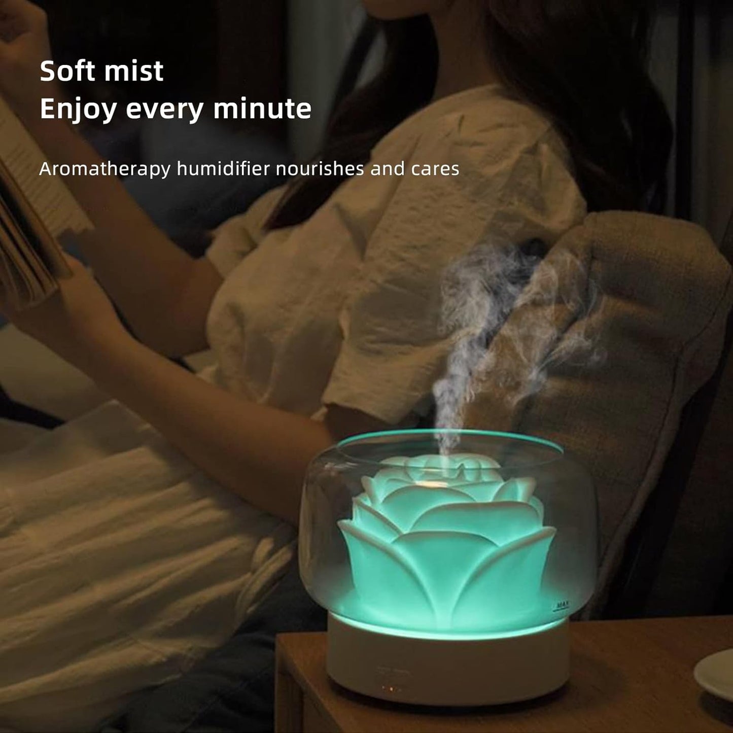 Umidificator pentru camera in forma de trandafir 400ml lumina de — Confort Practic Pentru Casa Ta