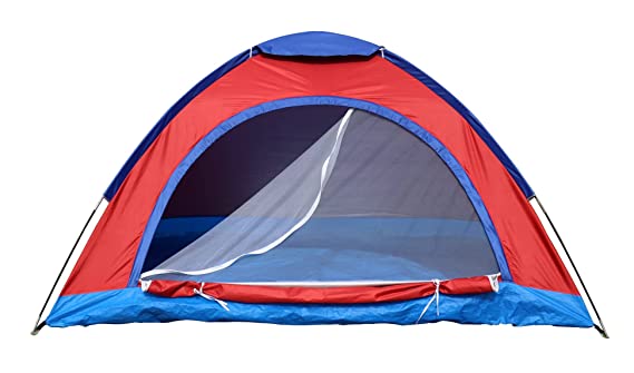 Cort camping 2-6 persoane cu plasa pentru insecte rosu/albastru — Mai Mult Confort Oriunde