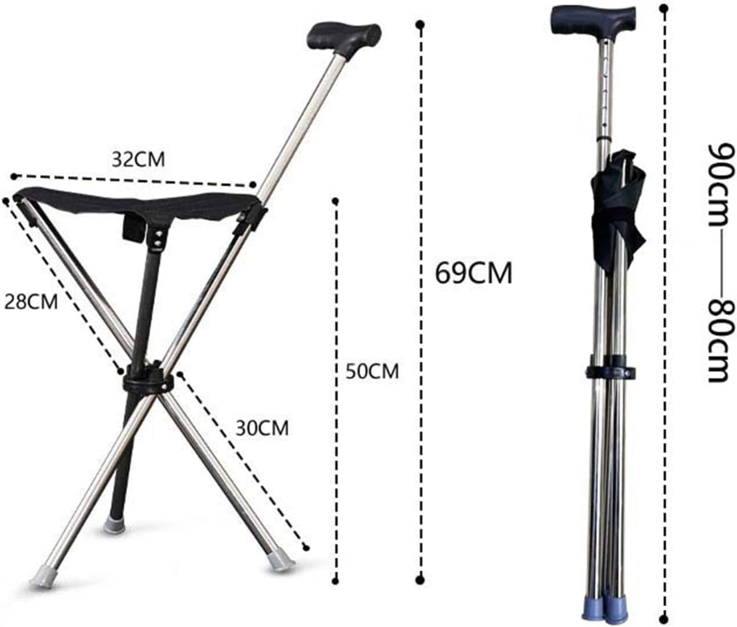 Scaun pliabil cu baston inaltime 82 cm — Confort Personal Zi de Zi