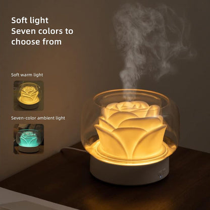 Umidificator pentru camera in forma de trandafir 400ml lumina de — Confort Practic Pentru Casa Ta