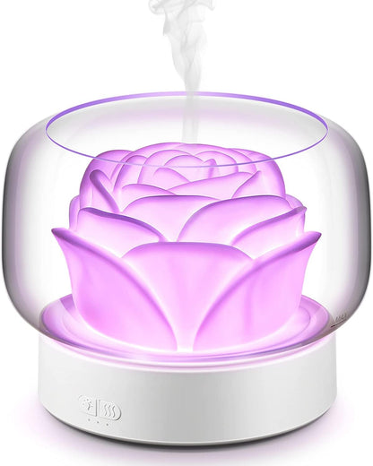 Umidificator pentru camera in forma de trandafir 400ml lumina de — Confort Practic Pentru Casa Ta