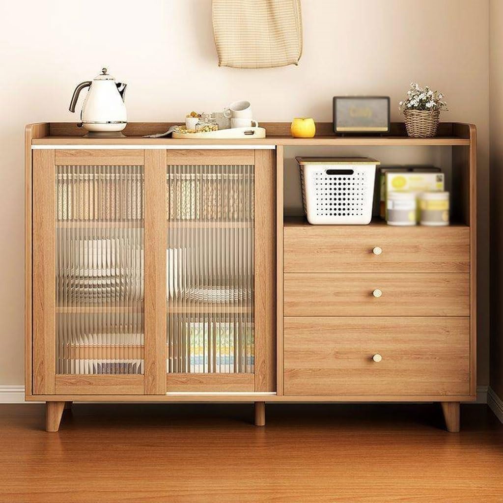 Bufet modern dulap de depozitare cu usi glisante pentru bucătărie — Confort Practic Pentru Casa Ta