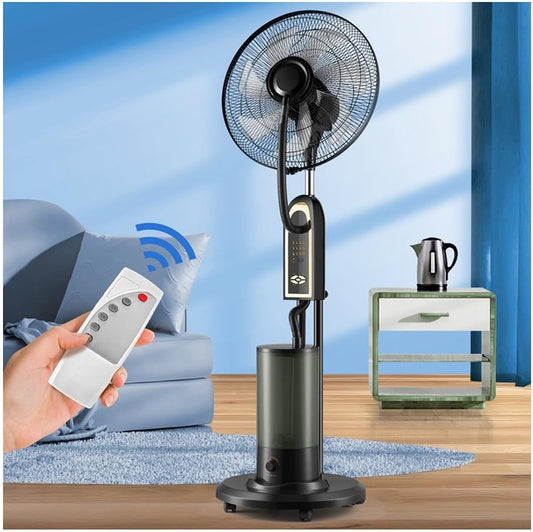 Ventilator cu Pulverizare Apă și Umidificator, Telecomandă și Rezervor 2L, A-163-13