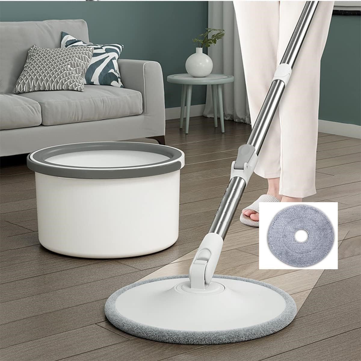 Set mop rotativ cu doua rezerve si auto spalare — Confort Practic Pentru Casa Ta