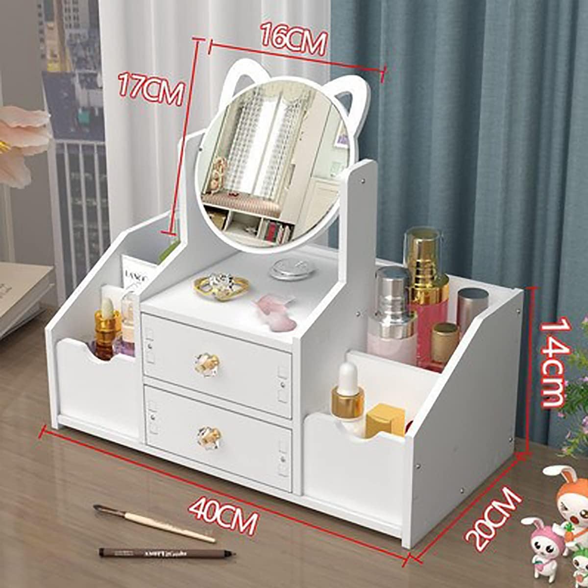 Organizator alb pentru cosmetice și bijuterii PVC 40 x 20 — Confort Practic Pentru Casa Ta
