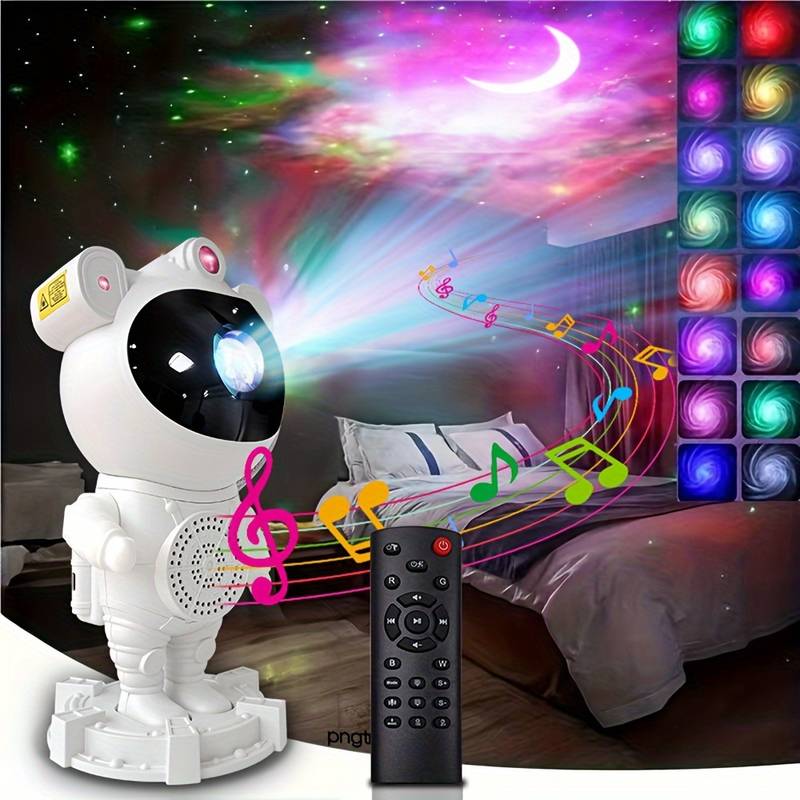 Proiector Astronaut Galaxy cu Aurora Boreală, Bluetooth, Boxă și Telecomandă, A-125-12