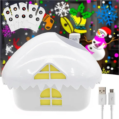 Proiector Craciun tip Casuta cu 5 Diapozitive Interschimbabile USB — Ambient Modern Pentru Acasă