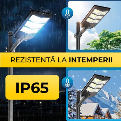 Lampă Solară Stradală 800W cu 640 LED-uri, Panou Monocristalin și Telecomandă IP65, CLS-IL017