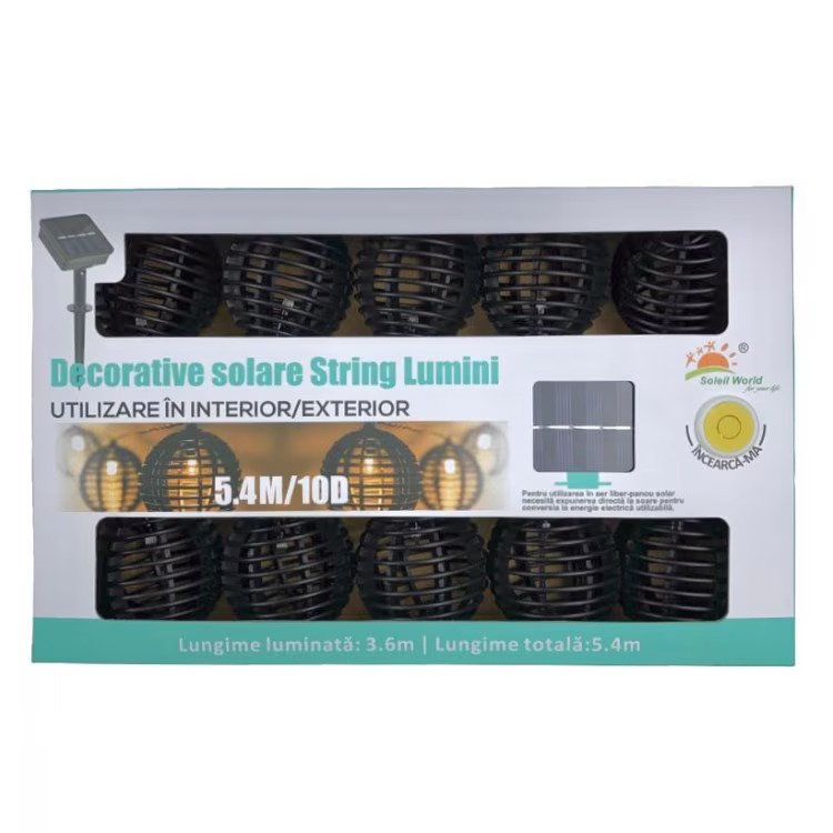Ghirlanda luminoasa cu incarcare solara 5.4 m — Ambient Modern Pentru Acasă