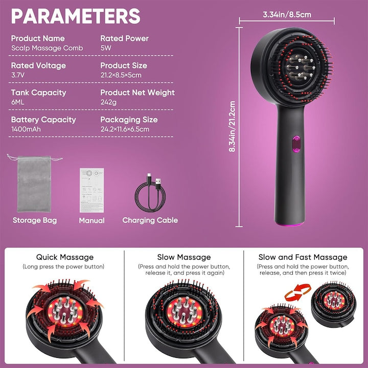 Perie de Par Electrica BrushPro X6 cu Aplicator de Ser pentru Scalp, A-149-16