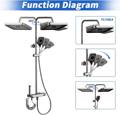 Set de Dus Complet cu Para, Furtun si Suport, A-166-7