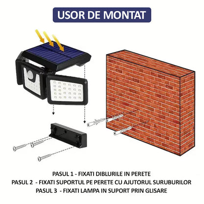 Lampa Solara LED cu Senzor Crepuscular si de Miscare, A-119-80