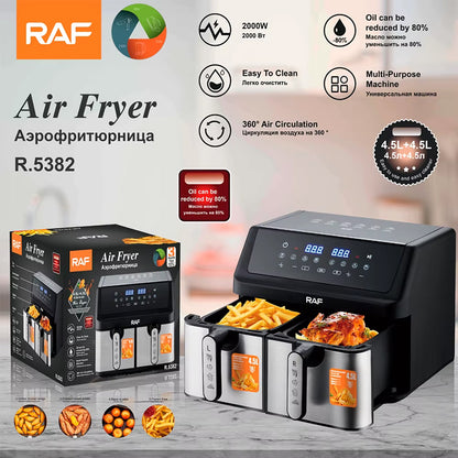 Friteuză cu Aer Cald cu 2 Cuve, 4.5L + 4.5L, Gătit Dublu, M-135
