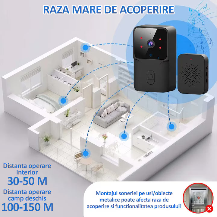 Sonerie Wireless cu Camera Video HD 720p si Vedere Nocturna, A-147-18