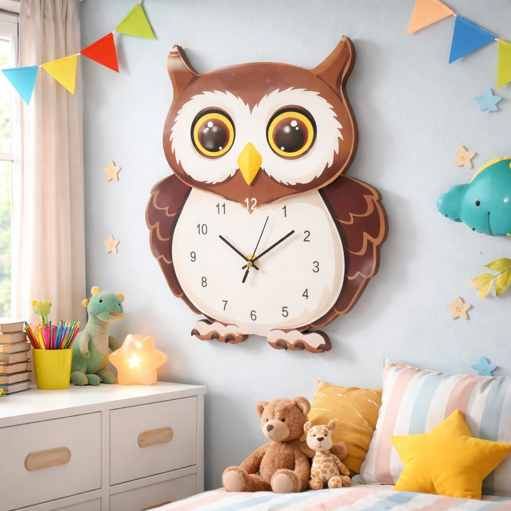 Ceas perete copii din lemn design modern 39x22 cm — Util Pentru Familie și Copii