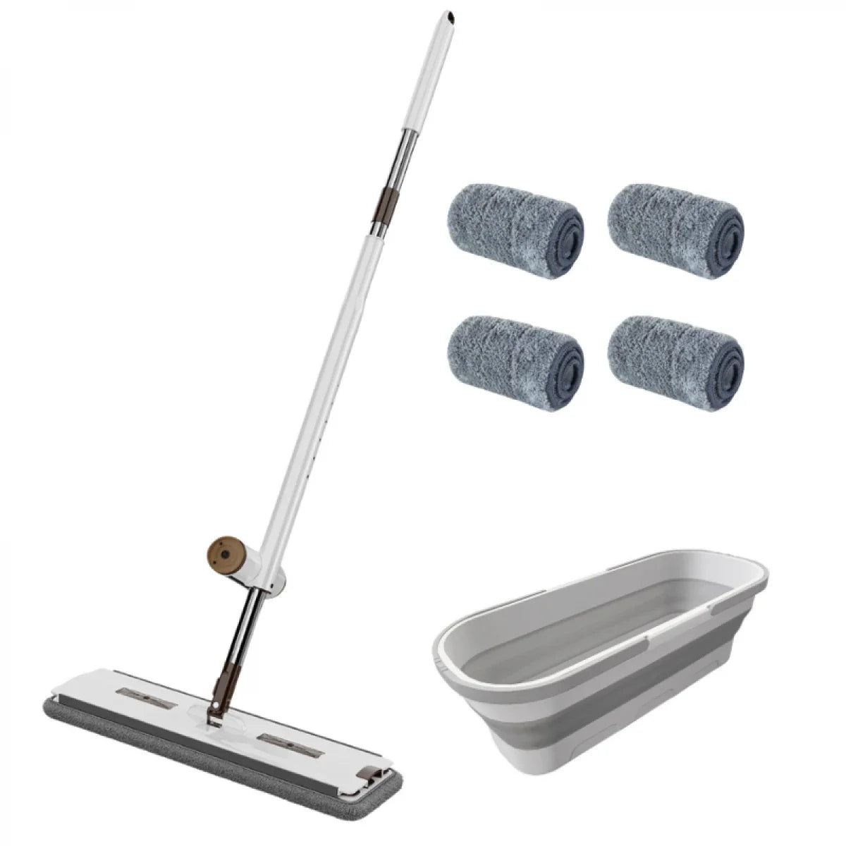 Set mop rotativ cu 2 lavete microfibra si lighean pliabil — Confort Practic Pentru Casa Ta