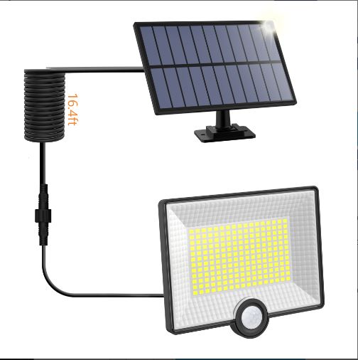Proiector LED Solar 40W cu Senzor de Mișcare, 204 LED-uri, Panou Solar și Protecție IP65, CLS-IL006