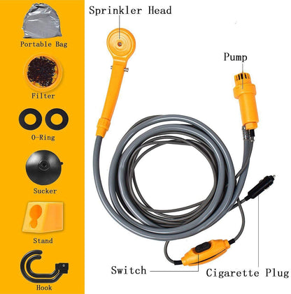 Set dus auto electric portabil pentru camping 12 V cablu — Mai Mult Confort Oriunde