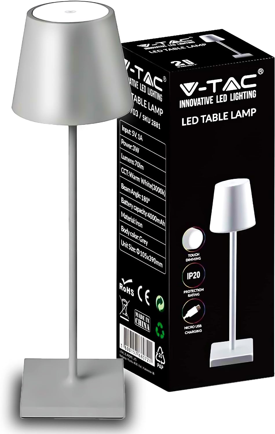 Lampa de masa touch led reincarcabila cu tija telescopica — Ambient Modern Pentru Acasă