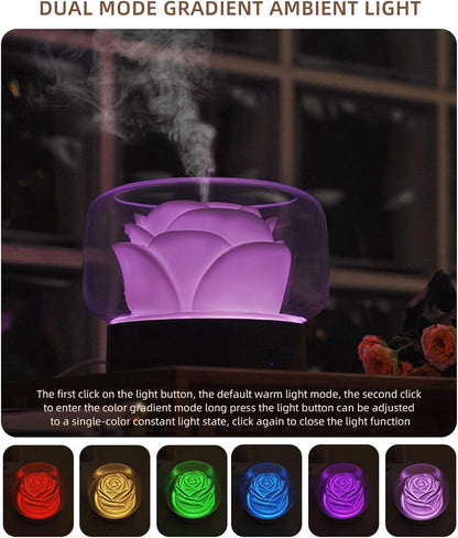 Umidificator pentru camera in forma de trandafir 400ml lumina de — Confort Practic Pentru Casa Ta