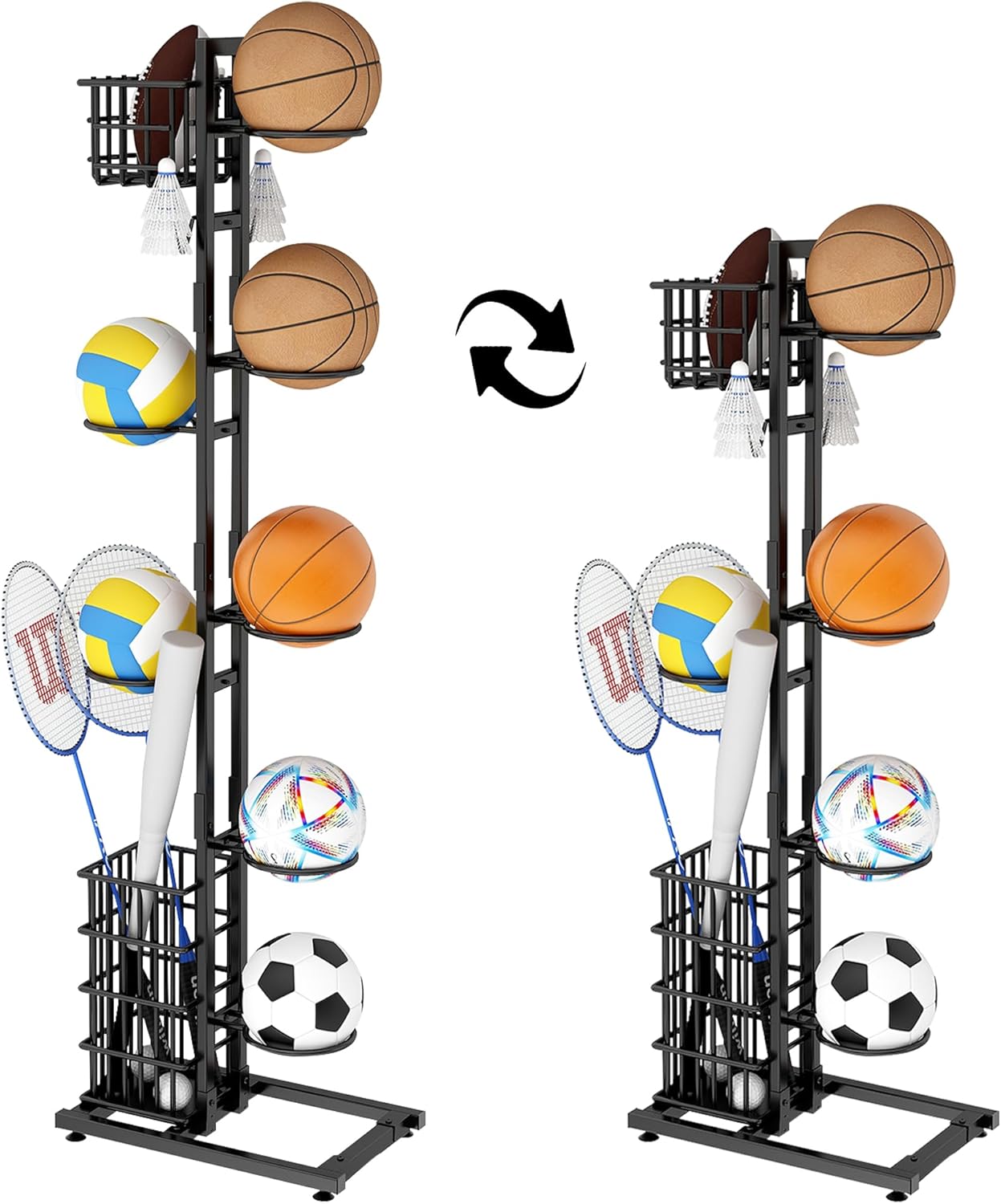 Raft de depozitare multifuncțional pentru echipamente sportive cu 7 rafturi — Confort Practic