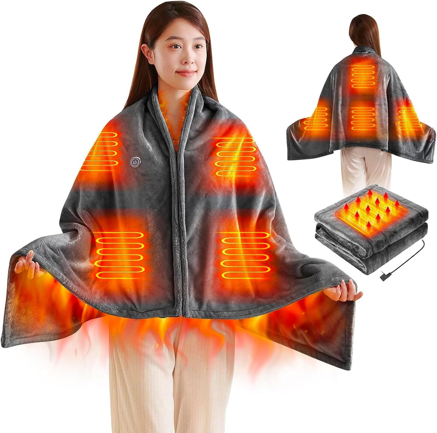 Patura electrica cu incalzire USB tip hoodie — Confort Personal Zi de Zi