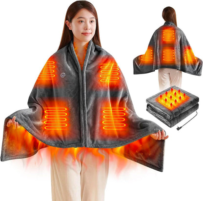 Patura electrica cu incalzire USB tip hoodie — Confort Personal Zi de Zi