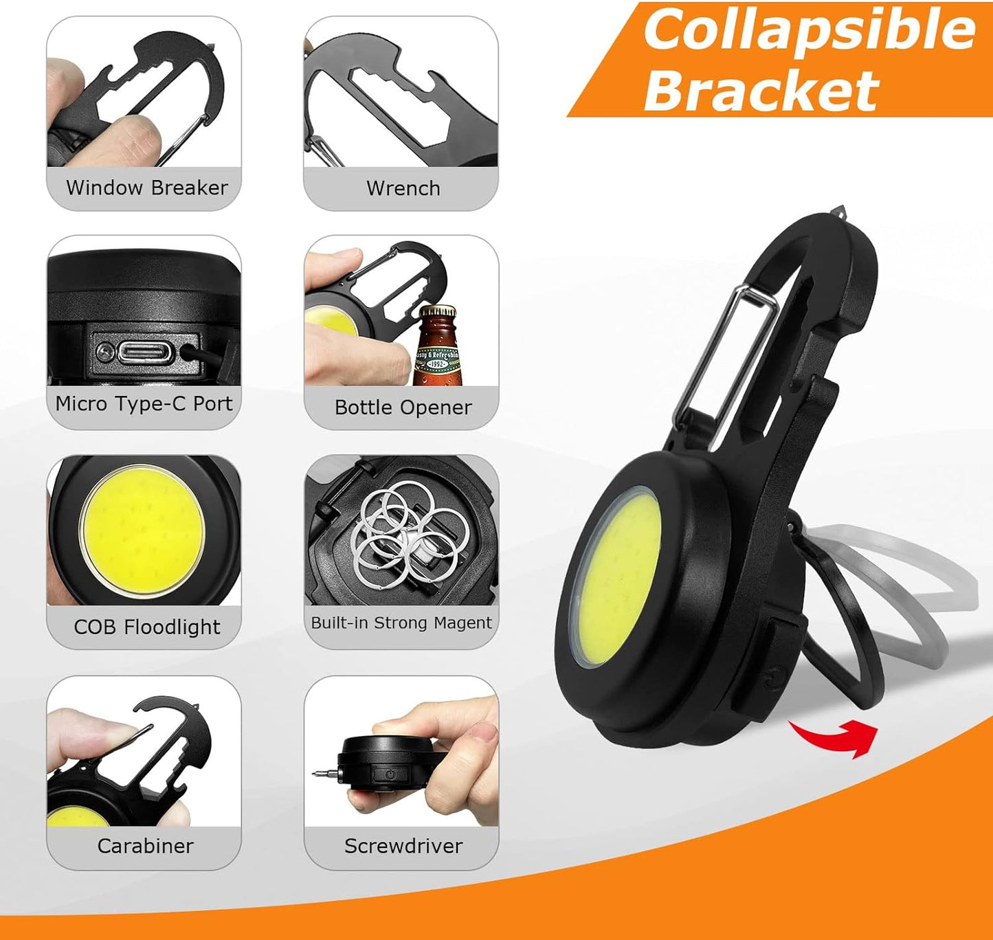 Breloc cu lanterna Q D910 LED COB multifunctional — Utilitate Smart Zi de Zi