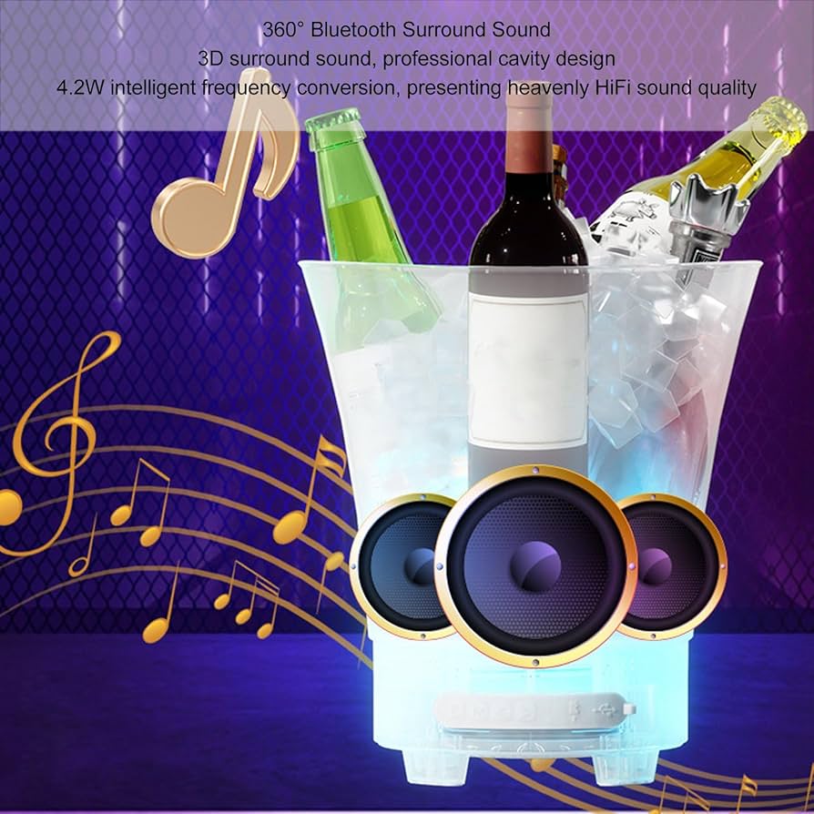 Frapiera gheata 7L cu iluminare LED si boxa wireless reincarcabila — Utilitate Smart Zi de Zi