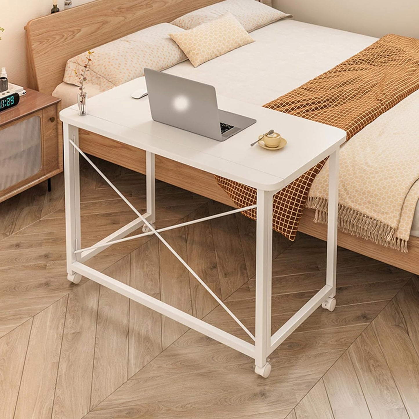 Birou compact cu roti 60x40x75 cm pentru laptop sau birou — Confort Practic Pentru Casa Ta