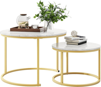 RESIGILAT - Set 2 masute rotunde de cafea cu efect — Confort Practic Pentru Casa Ta