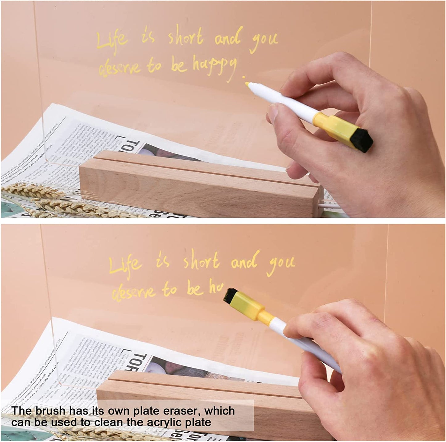 Panou luminos acrilic tip tabla de notite transparenta cu baza — Util Pentru Familie și Copii