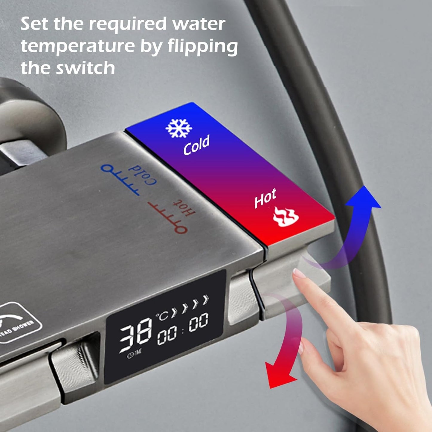 Coloană de Duș Premium cu Afișaj Digital LCD și Sistem Termostatic Negru Mat, A-166-6
