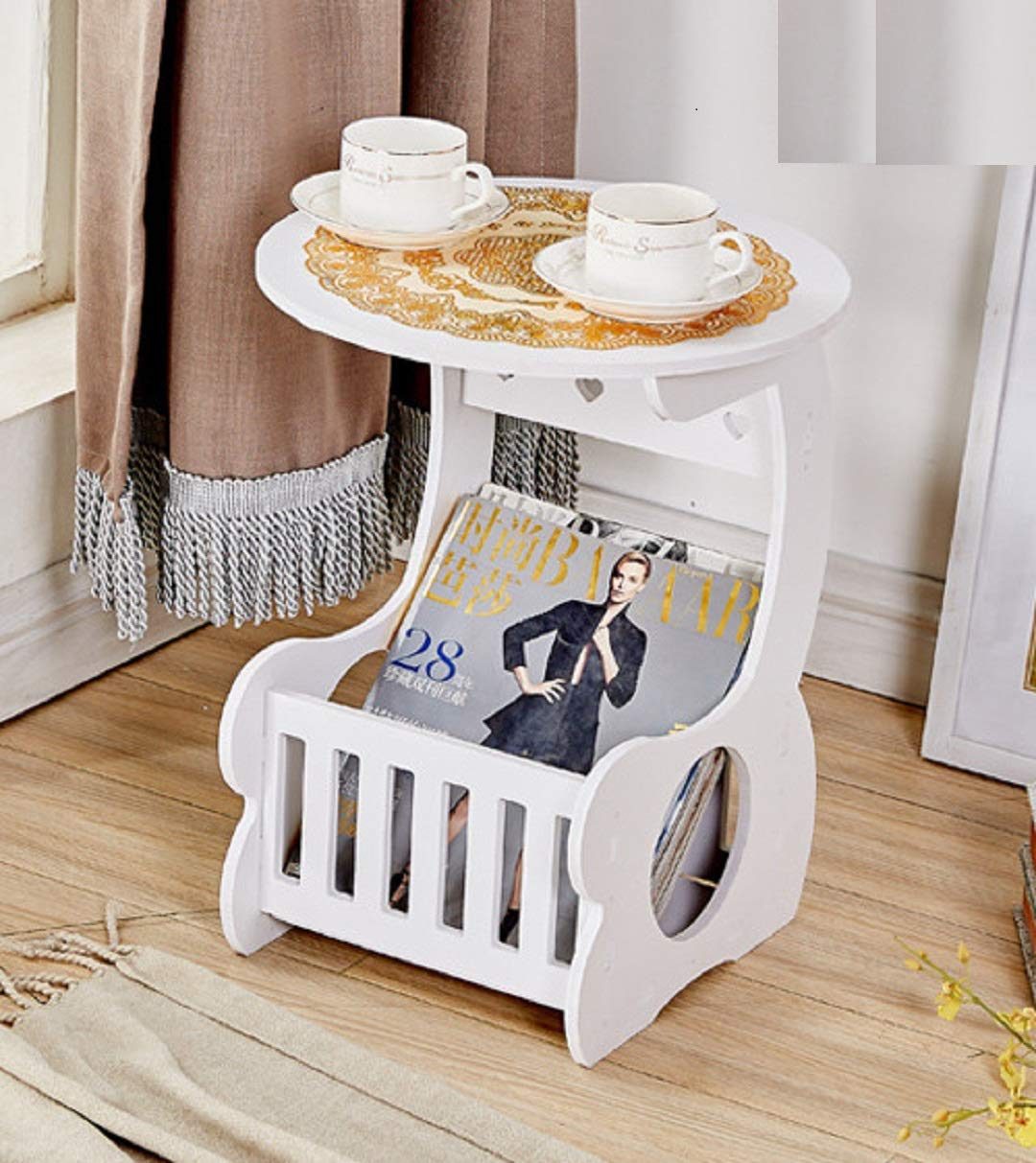 Masuta decorativa pentru cafea cu suport reviste si ziare 28cm — Confort Practic Pentru Casa Ta