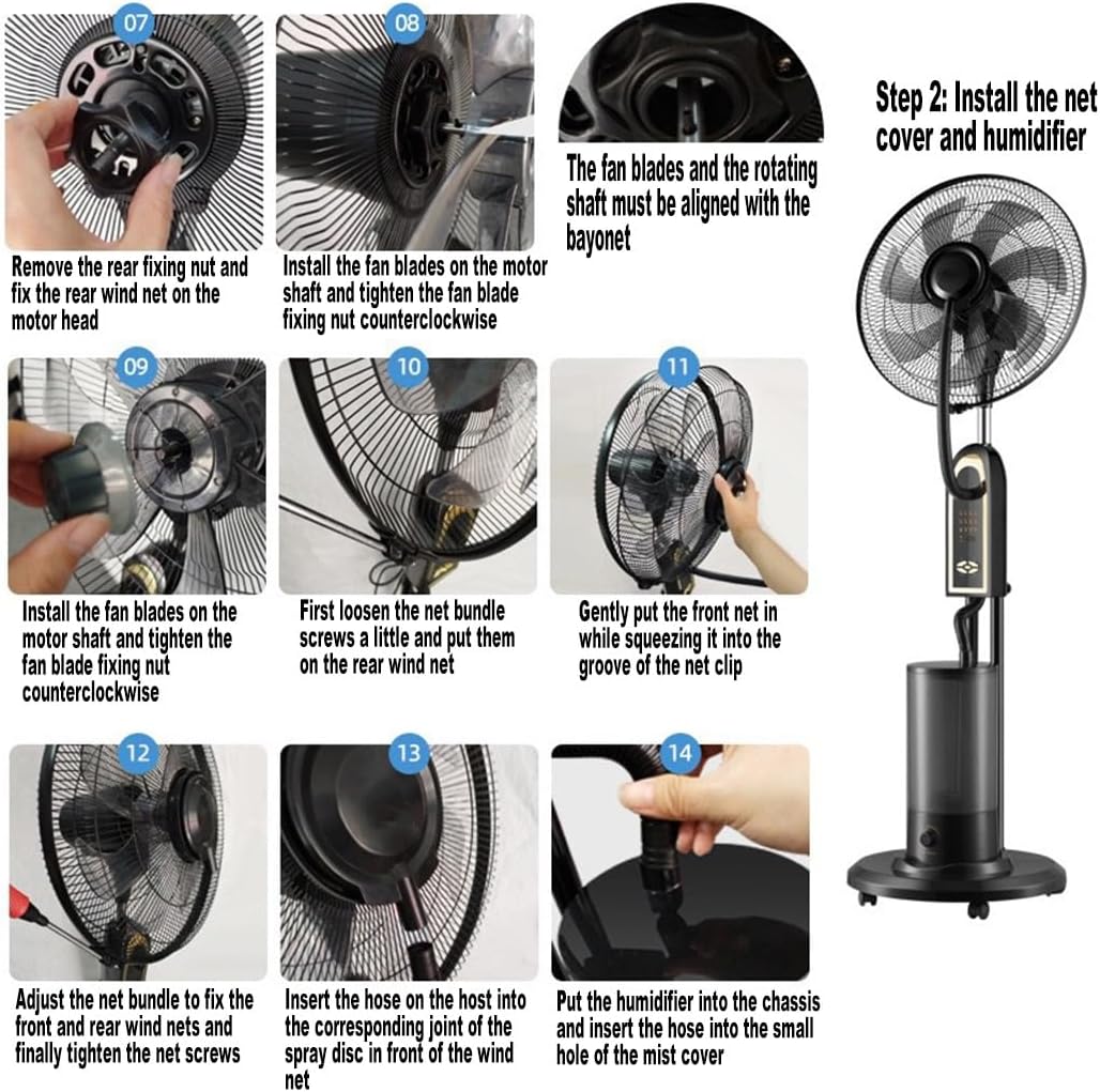 Ventilator cu Pulverizare Apă și Umidificator, Telecomandă și Rezervor 2L, A-163-13
