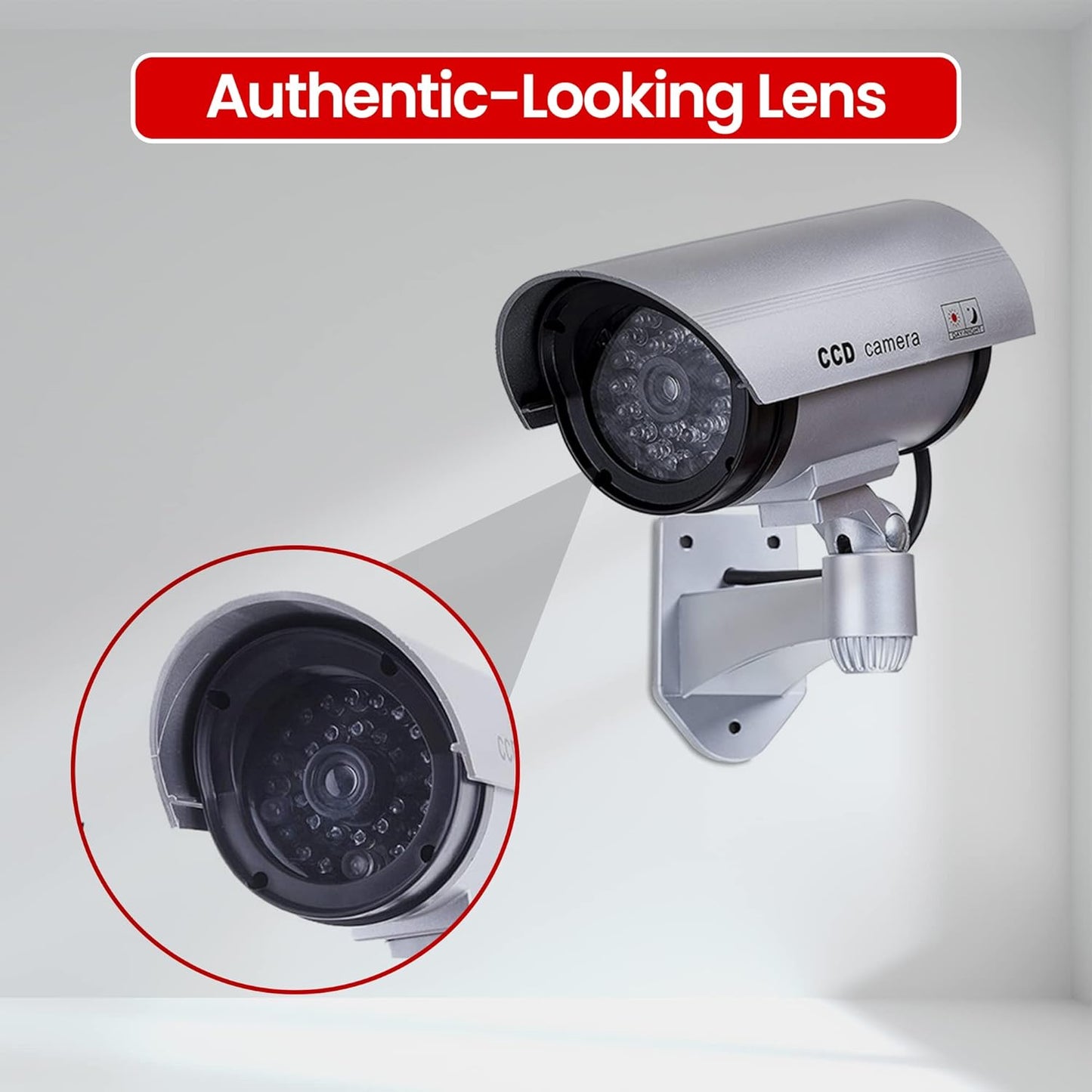 Set 4 camere supraveghere video false LED rosu avertizor — Control și Siguranță Zi de Zi