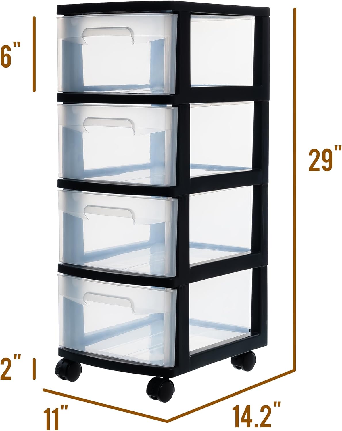 Dulap pe roti cu sertare transparenter 4 x 20 L — Confort Practic Pentru Casa Ta