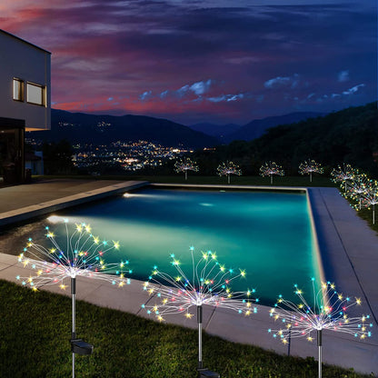 Set 2 Lampi solare artificii cu suport metalic 100 LED — Ambient Modern Pentru Acasă