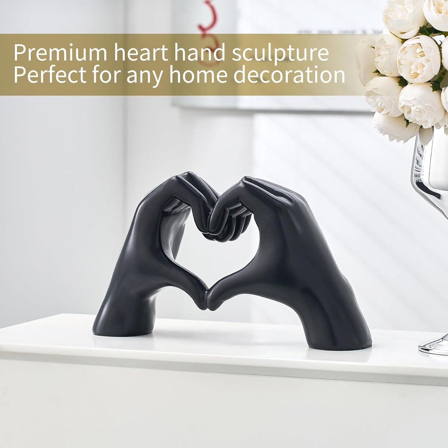 Decoratiune sculpturala maini in forma de inima – rasina – — Confort Practic Pentru Casa Ta