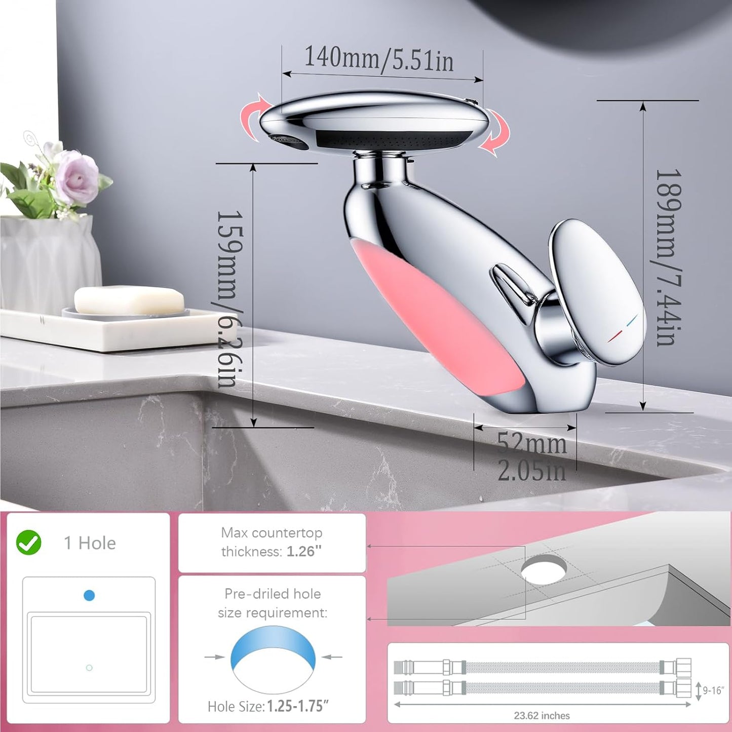 Baterie Chiuveta Baie Premium Iluminare LED — Confort Practic Pentru Casa Ta