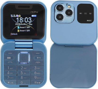 Telefon Mini Pliabil Flip Phone i16 Pro Dual SIM cu Bluetooth și Cameră, A-147-5