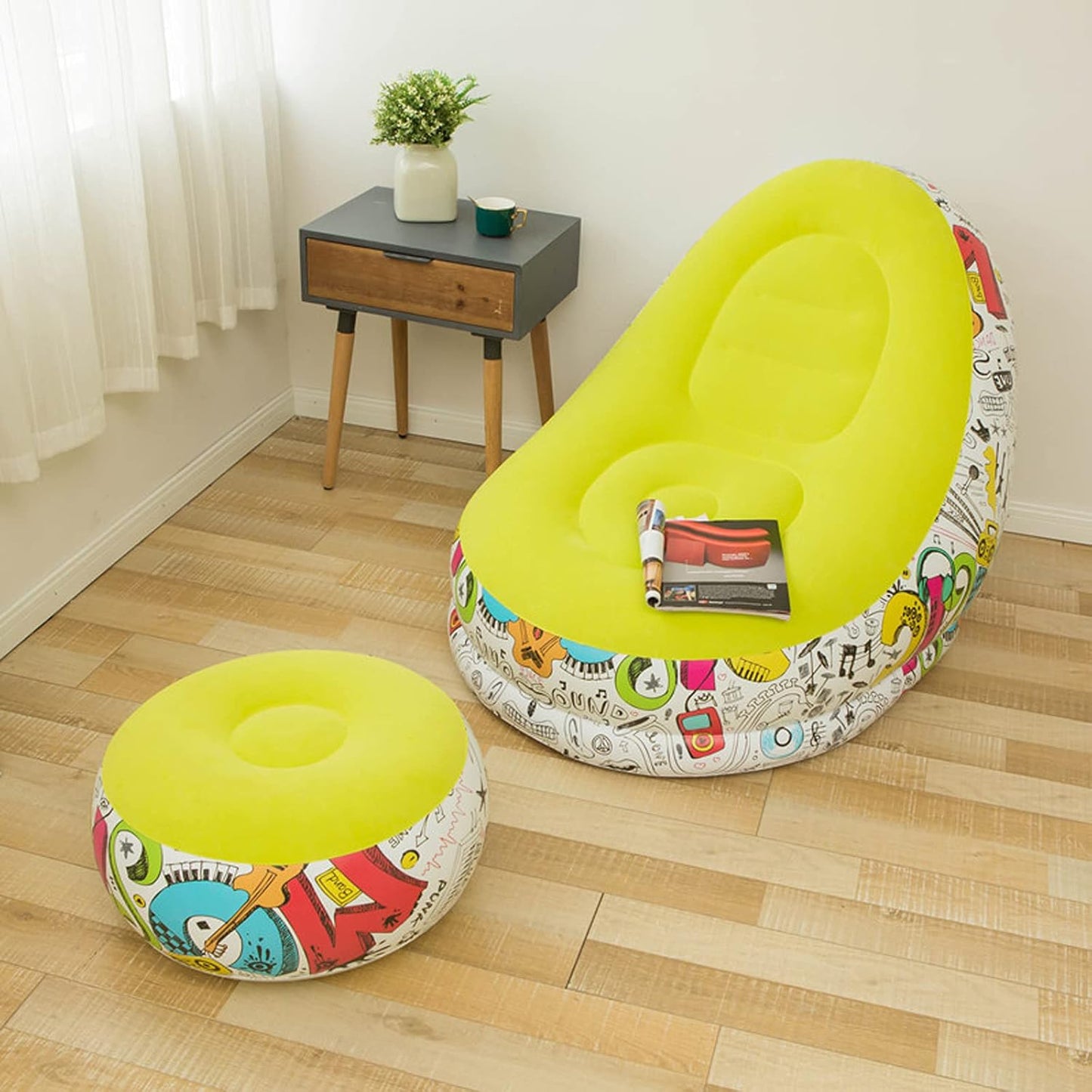 Scaun gonflabil cu taburet 116 x 96 x 83 cm — Confort Practic Pentru Casa Ta