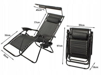 Scaun sezlong rabatabil cu parasolar 122x64x97 cm – pernuta — Mai Mult Confort Oriunde