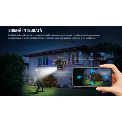 Camera de Securitate Exterior 360, 3MP WiFi, 3 Lentile, A-166-9