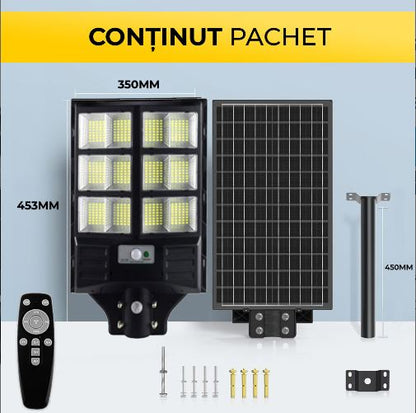 Lampă Solară 600W cu 480 LED-uri, Panou Monocristalin și Telecomandă IP65, CLS-IL019