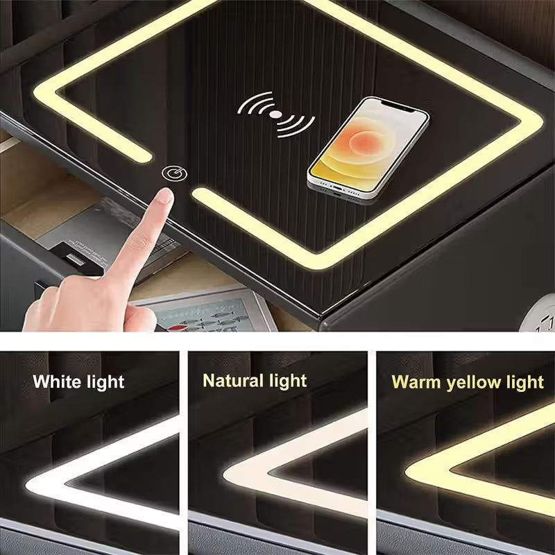Noptiera Smart Multifunctionala iluminare LED tactil cu 3 culori incarcare — Confort Practic