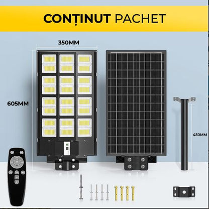 Lampă Solară Stradală 800W cu 640 LED-uri, Panou Monocristalin și Telecomandă IP65, CLS-IL017